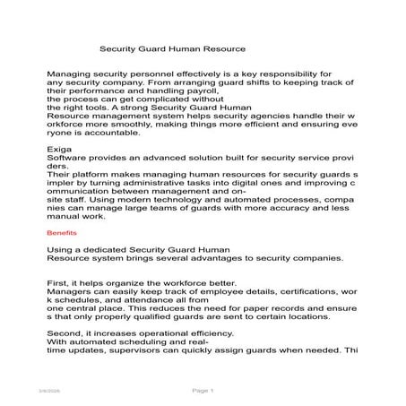 Secure Security Guard Human Resource Software | PDF