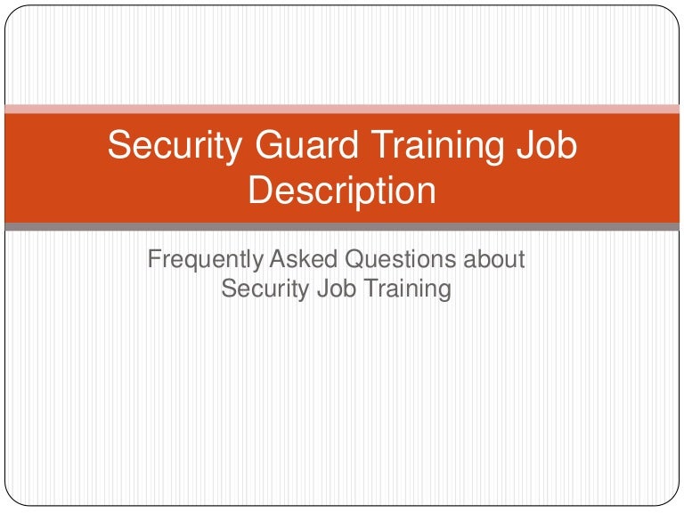 Security guard training job description
