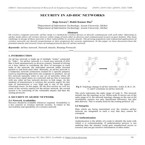 Security in ad hoc networks