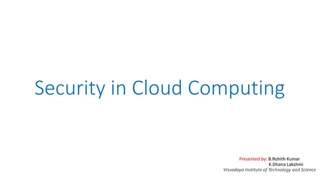 Security in Cloud Computing