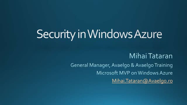 Security in windows azure