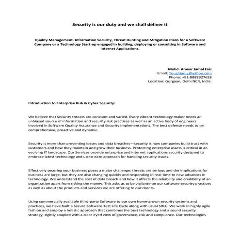 Security is our duty and we shall deliver it - White Paper