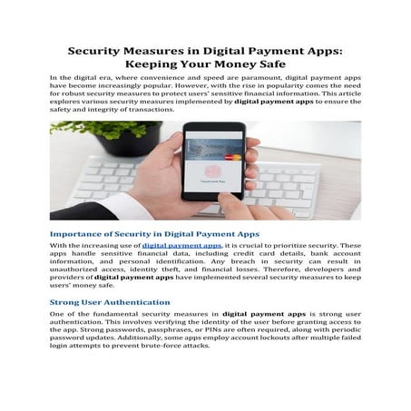 Security Measures in Digital Payment Apps: Keeping Your Money Safe