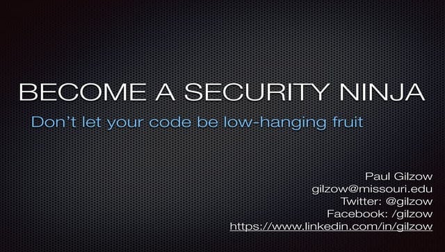 Become a Security Ninja