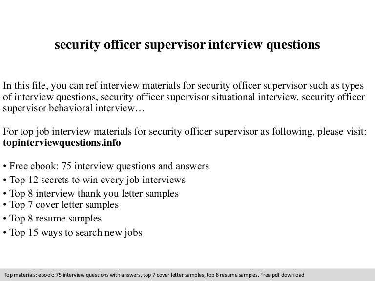 security officer supervisor interview questions security officer supervisor