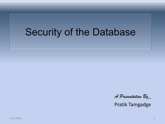 Security of the database