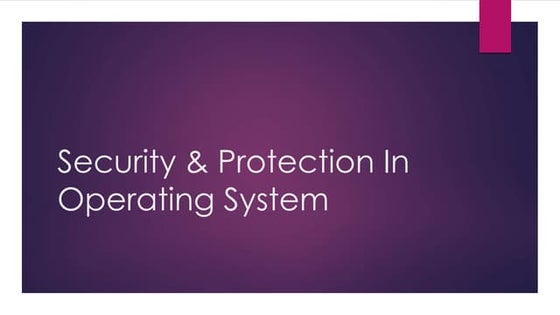 OPERATING SYSTEM SECURITY | PPT