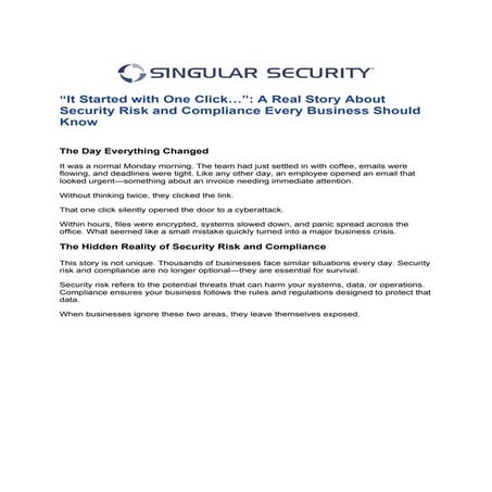 Security Risk and Compliance Every Business Should Know | DOCX