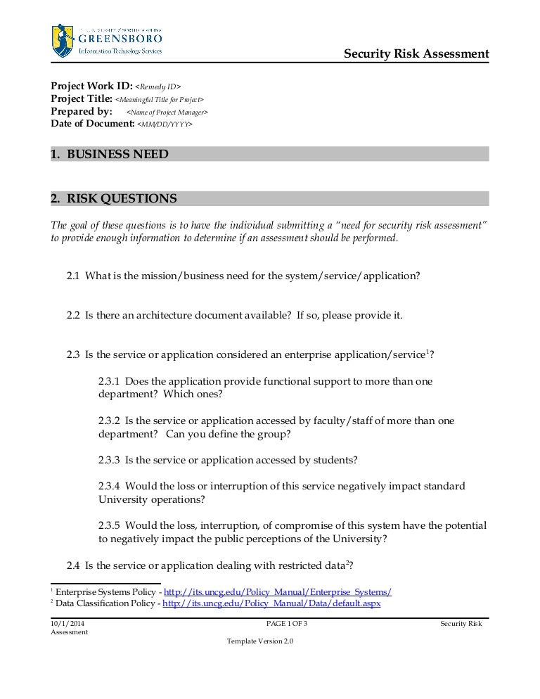 Security risk assessment template v2.0