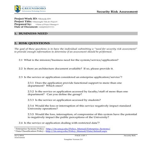 Security risk assessment template v2.0
