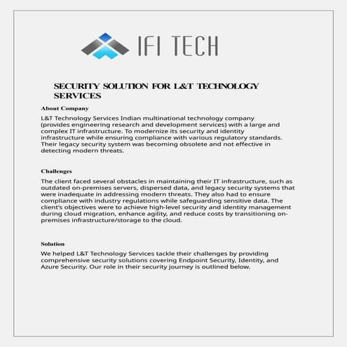 IFI Techsolutions Secures L&T Technology Services with Cutting-Edge Security. Solutions.