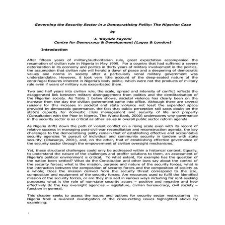 Security Structure in a Conflict Prone Society - Challenges and ...