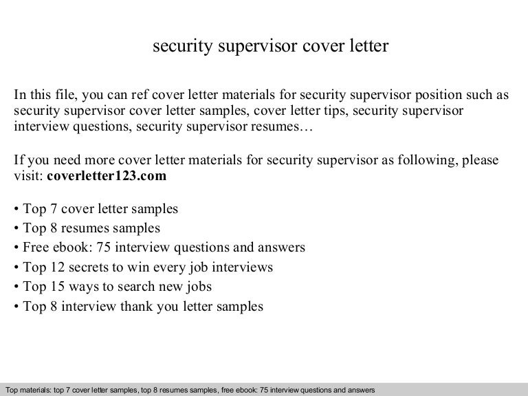 Sample cover letter for a supervisor