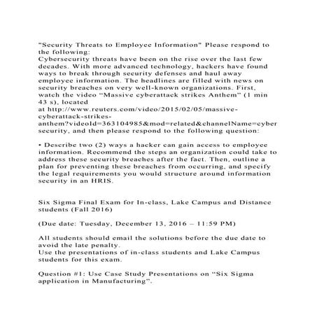 Security Threats to Employee Information Please respond to the f.docx