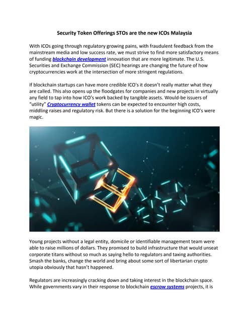 Security token offerings st os are the new icos malaysia