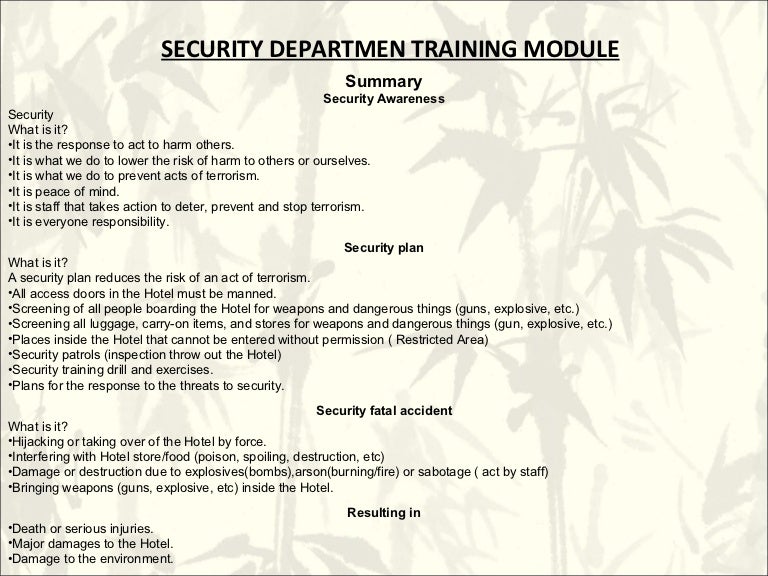 Security training module Security training module