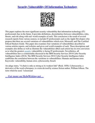 Security Vulnerability Of Information Technology