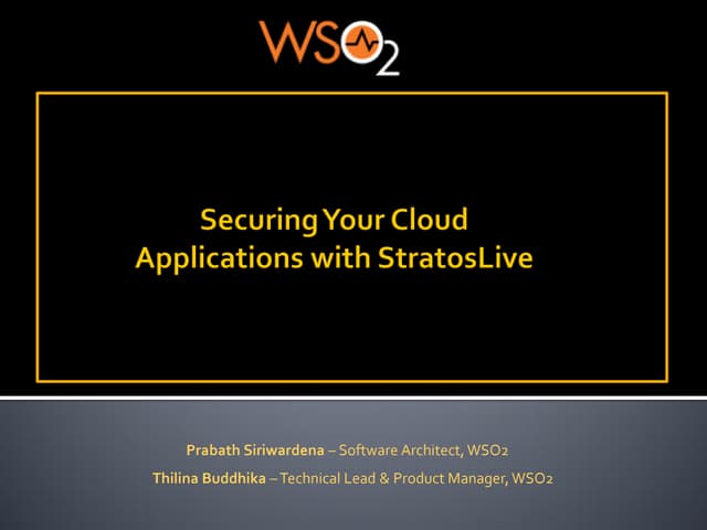 Securing your Cloud Application using StratosLive