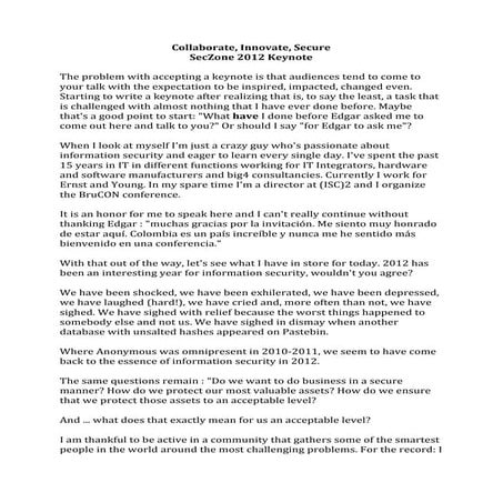 Collaborate, Innovate, Secure