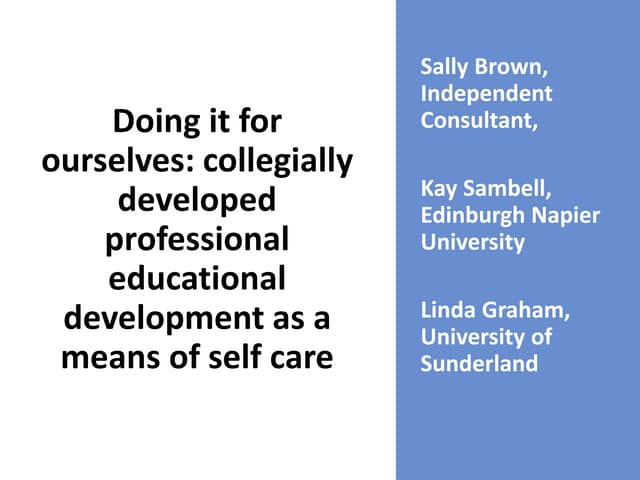 Doing it for ourselves: collegially developed professional educational develo...