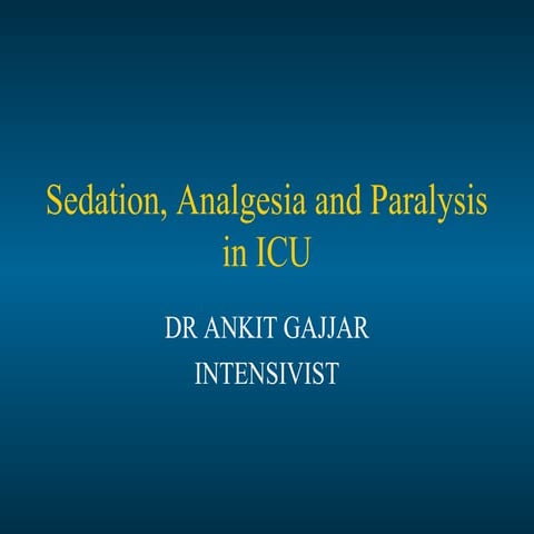 Sedation analgesia in icu