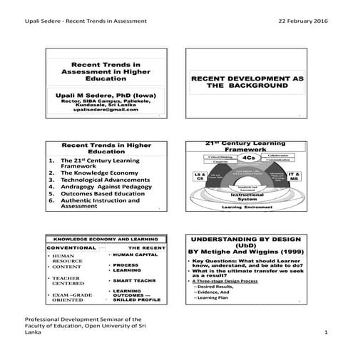 Sedere Recent Trends in Assessment in Higher Education | PDF