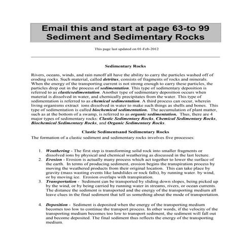 Sediment and sedimentary rocksssssssssssssssssssssss begin here | DOCX