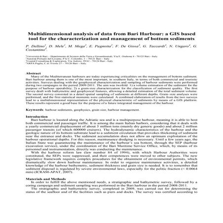 Multidimensional analysis of data from Bari Harbour: a GIS based tool for the...