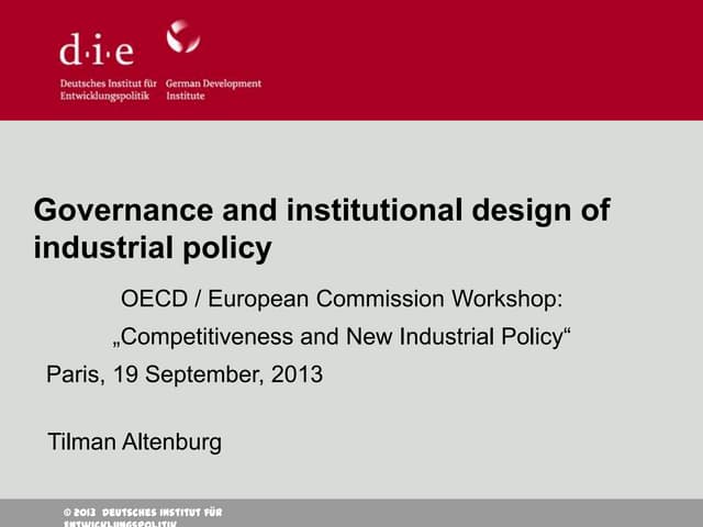 Governance and institutional design of industrial policy