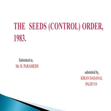 Seed control order 1983