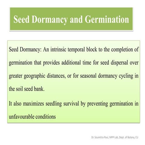 Seed dormancy and germination regulation