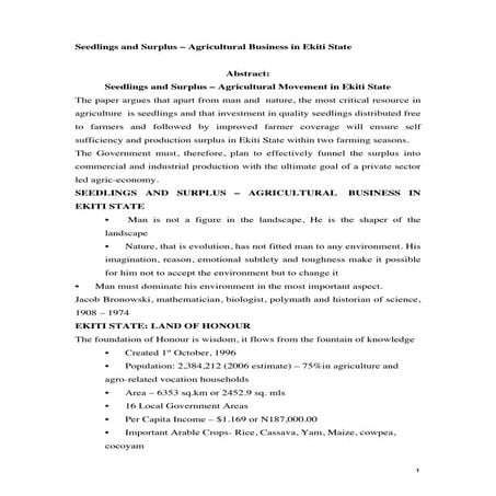 Seedlings and Surplus – Agricultural Business in Ekiti State