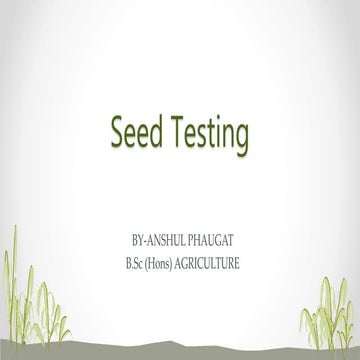 Seed testing and sampling