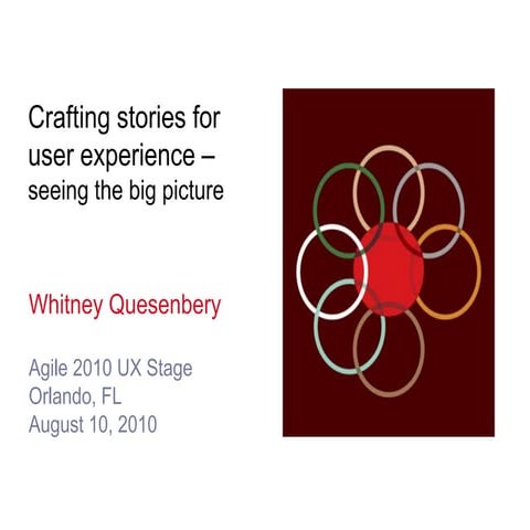 Using storytelling to explore the rich context of user experience (Agile 2010)