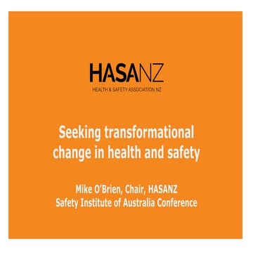 Seeking transformational change - Mike O'brien