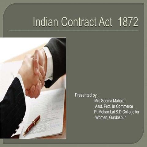 Presentation on Indian contract act