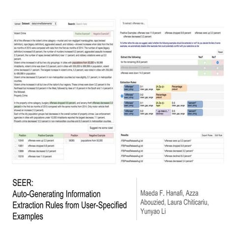 SEER: Auto-Generating Information Extraction Rules from User-Specified Examples