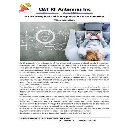 See the driving force and challenge of 6G in 7 major dimensions - C&T RF Ante...
