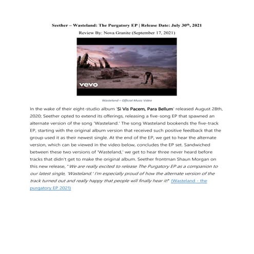 Seether wasteland ep-review