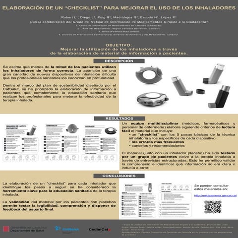 ELABORACIÓN DE UN “CHECKLIST” PARA MEJORAR EL USO DE LOS INHALADORES | PPTX
