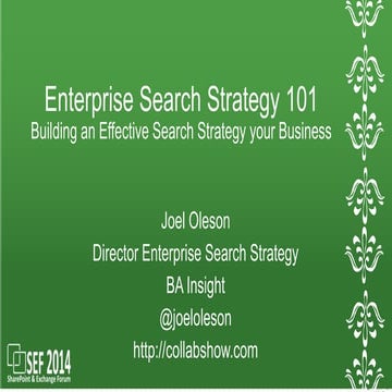 Enterprise Search Strategy 101 at SEF2014 in Stockholm