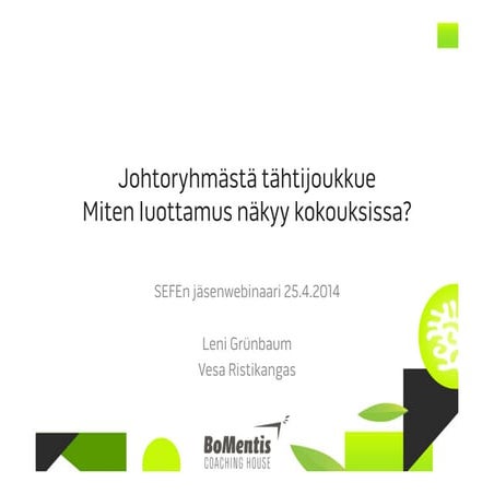 Webinaari Johtoryhmästä Tähtijoukkue Pdf