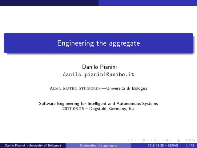 Engineering the Aggregate - Talk at Software Engineering for Intelligent and ...