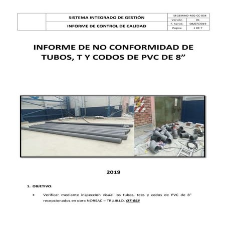 Segemind reg-cc-034 informe de control de calidad | PDF