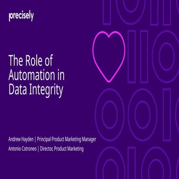 Segment 1 – Automation, Data Integrity and Digital Transformation