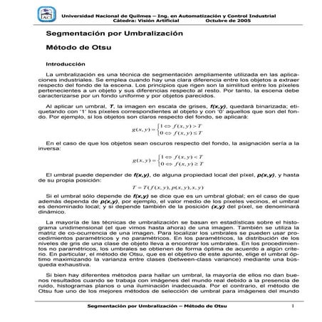 Segmentación por umbralización   método de otsu