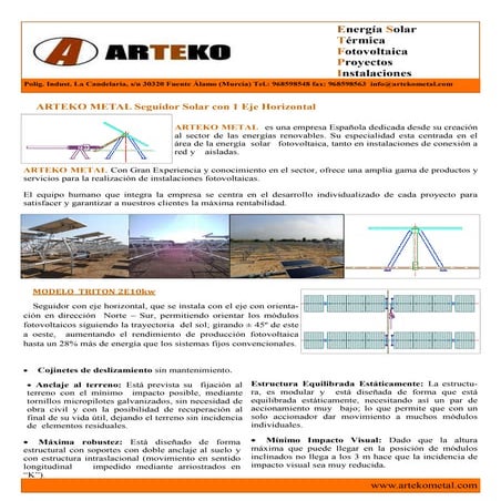 Seguidor solar de 1 eje horizontal | PDF