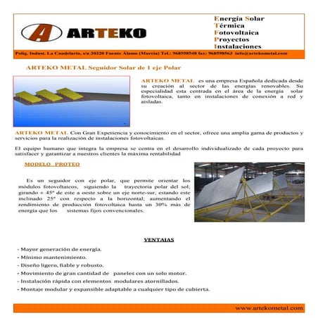 Seguidor solar de 1 eje horizontal | PDF