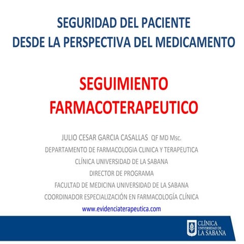 Seguimiento farmacoterapéutico en la seguridad de los medicamentos clase cuid...