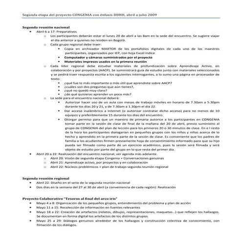 Segunda Etapa del Proyecto CONGENIA con énfasis DDHH